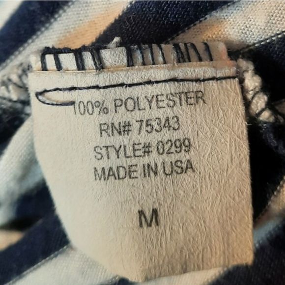 Two Apples Shirt Navy blue  White striped shirt one sleeve Size Medium - Picture 7 of 14